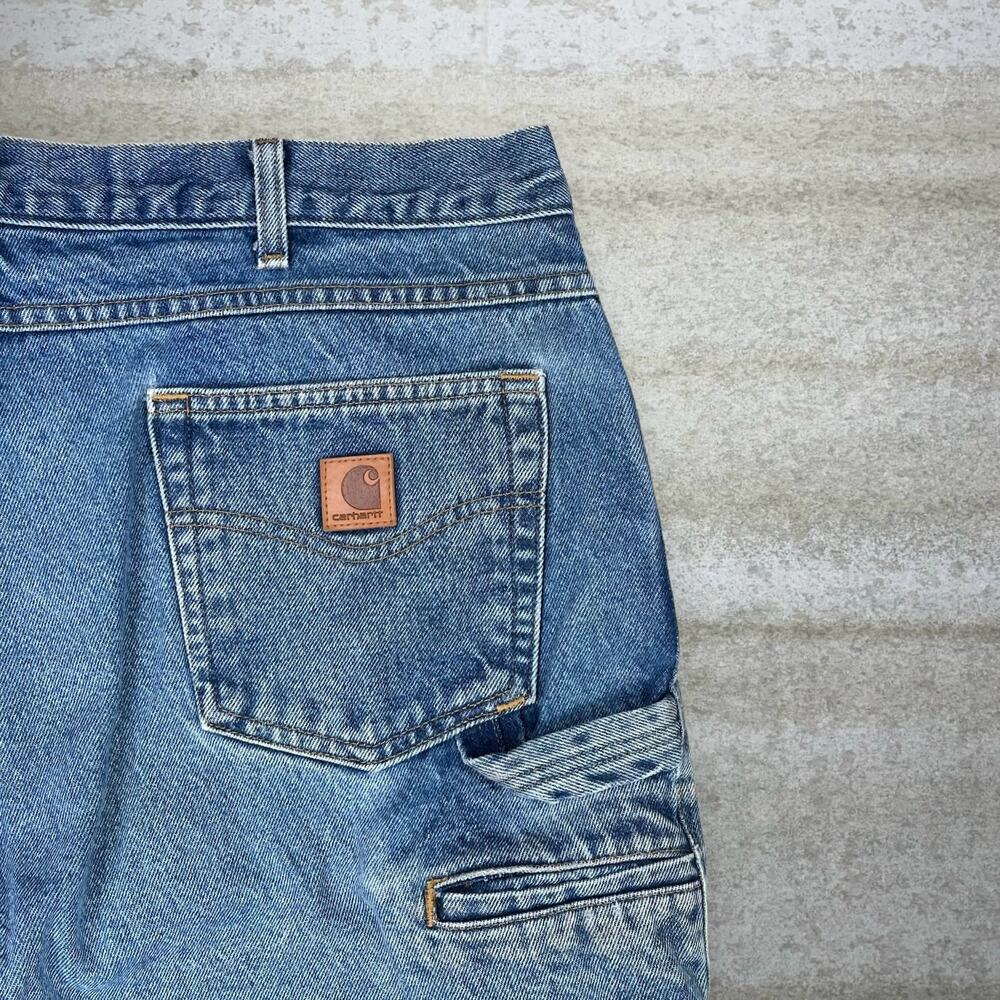 Vintage Y2K Carhartt Carpenter Jeans 38x34 Baggy Wide Leg Medium Wash Denim - Picture 3 of 6